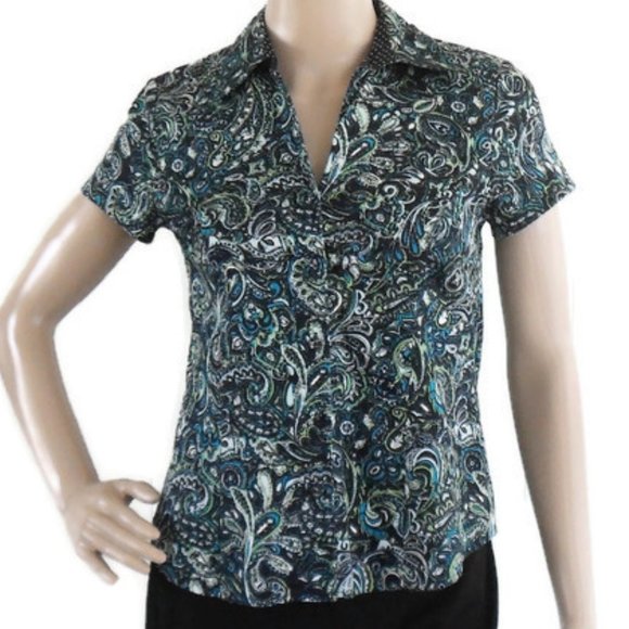 Charter Club Multi Color Paisley Blouse - Picture 3 of 7